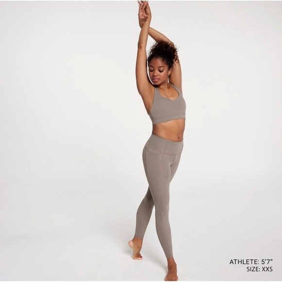 New Calla High Waisted Pocket Leggings Women's XS Workout Yoga Athleisure Taupe - Picture 3 of 14